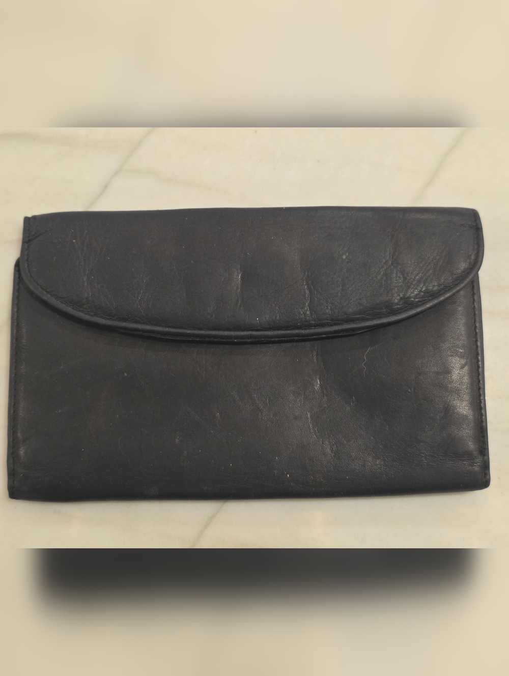 Vintage 80s Leather Long Envelope Bifold Wallet